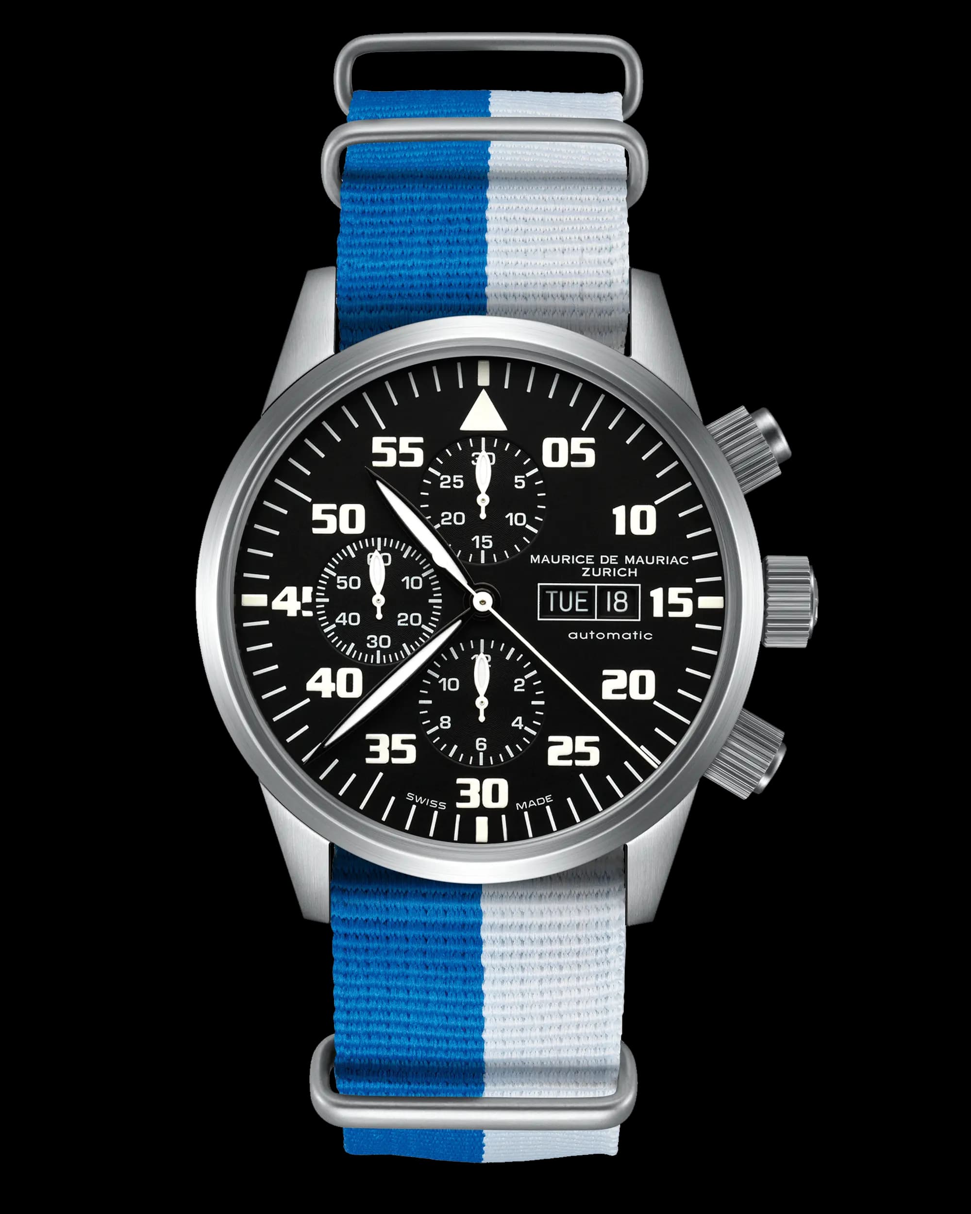 Zürcher Chrono Modern Stahl Schwarz Nato