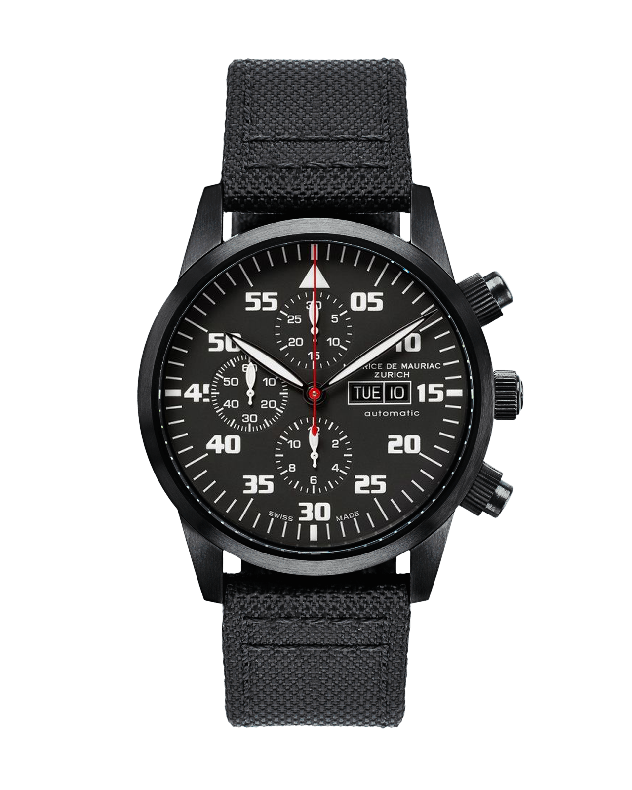 Zürcher Chrono Modern PVD Schwarz | Roter Zeiger