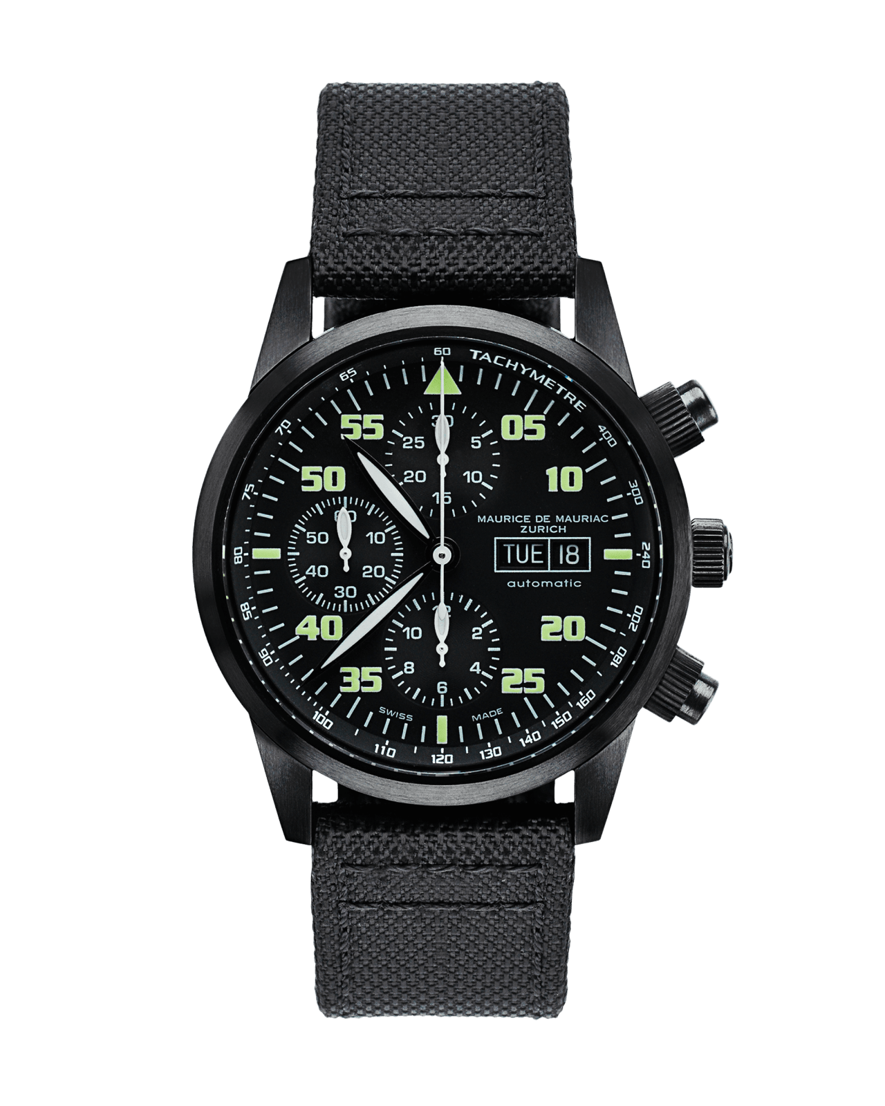 Chrono Uhr mit einer PVD Beschichtung und scharzem Natoband aus Textil