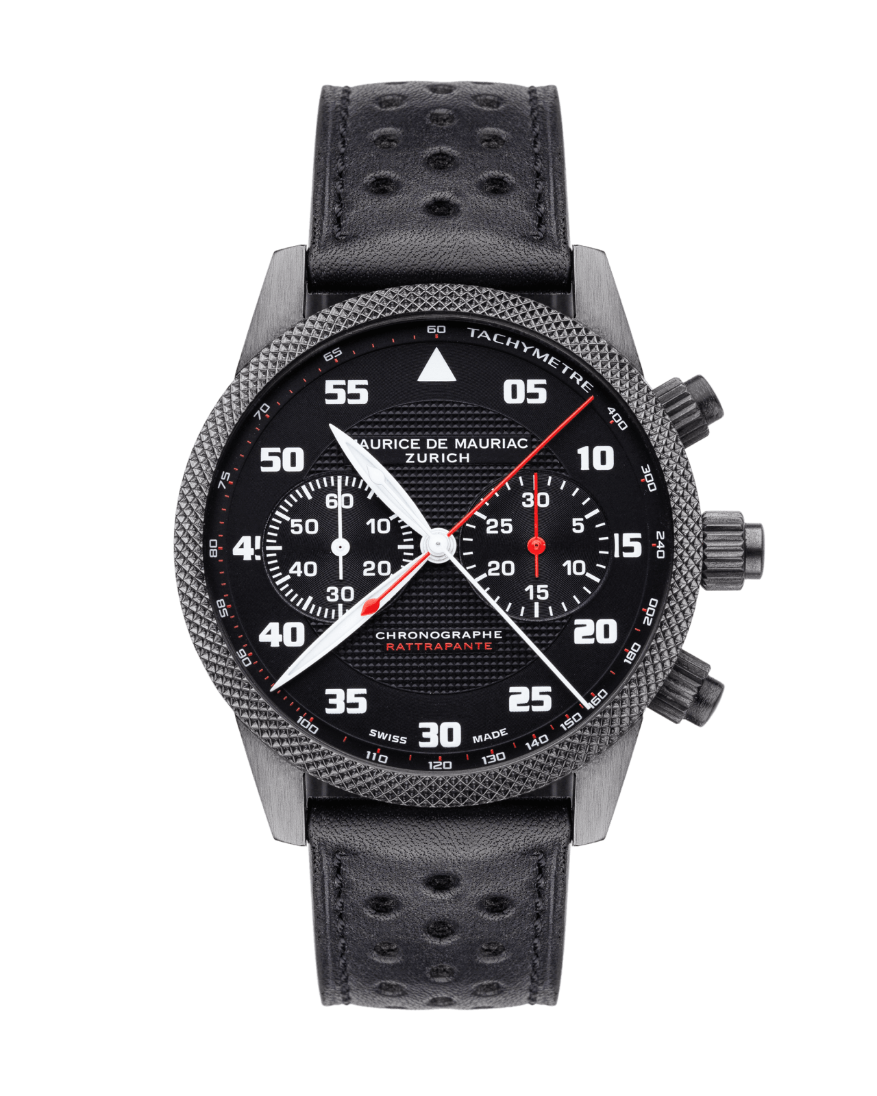 Chrono Uhr Double Sixty Rattrapante mit schwarzem Zifferblatt
