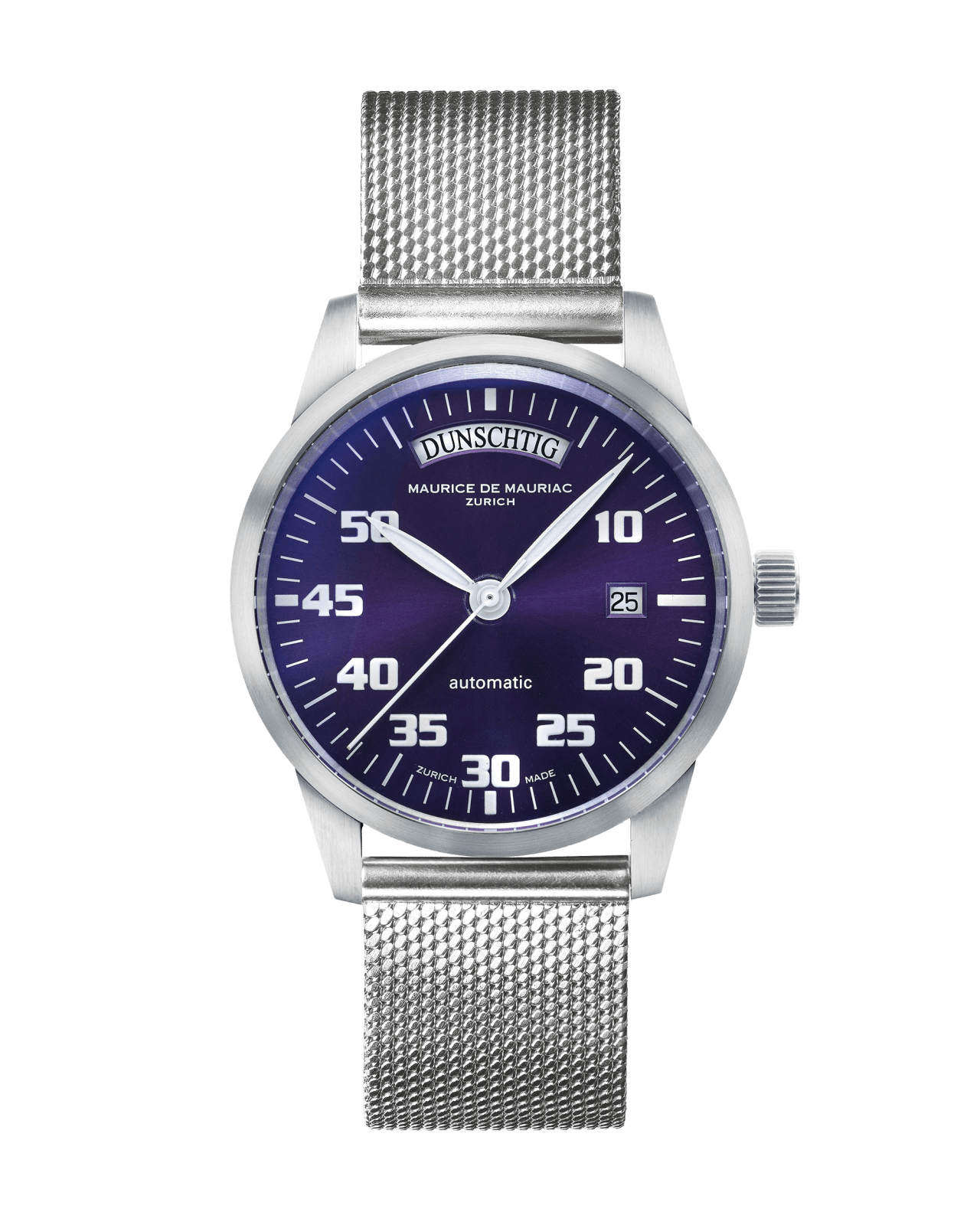 Automatische Uhr mit Ziffernbaltt Zürich und Uhrenarmband aus Stahl