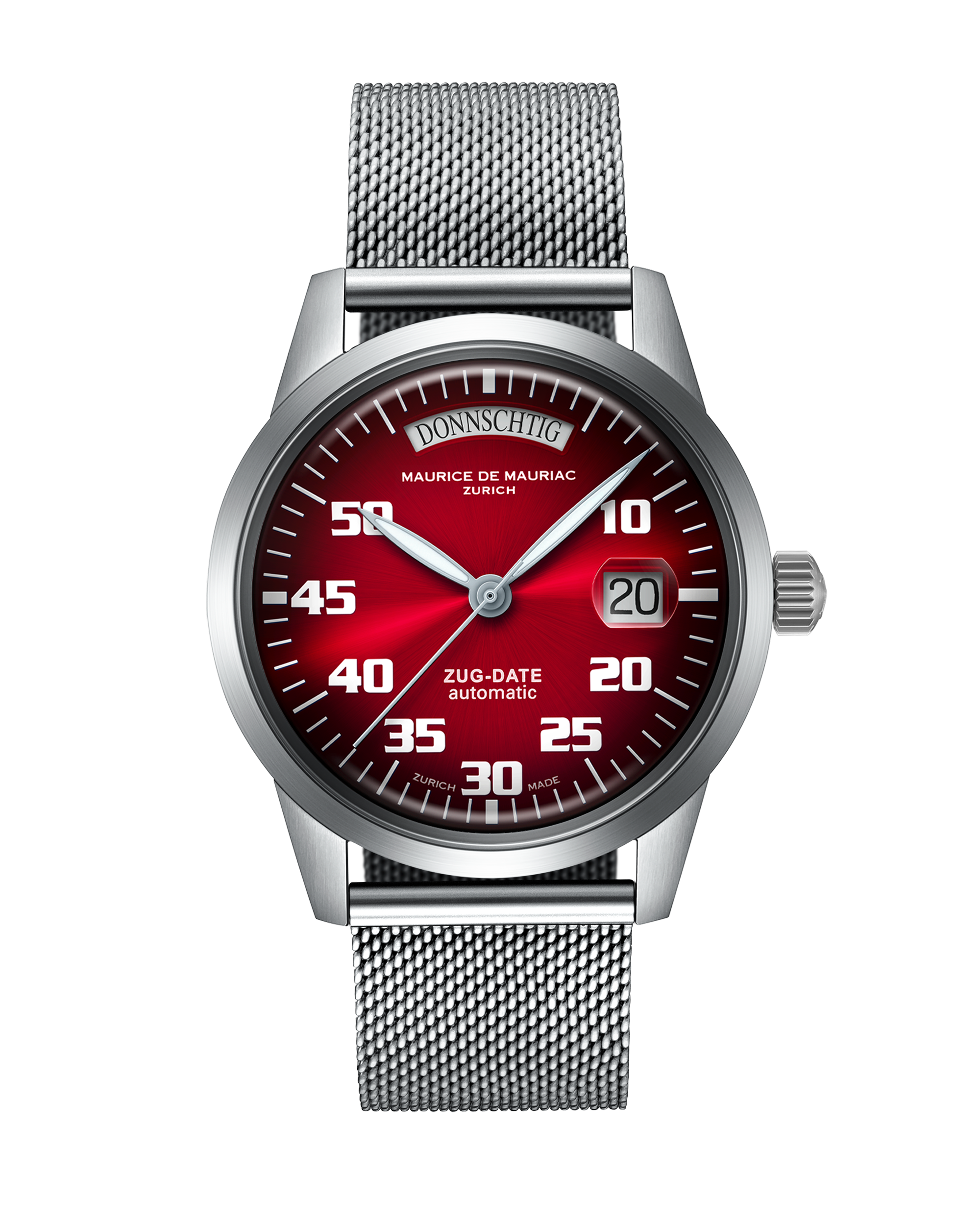 Automatic Modern: „Zug Date“ Kirschrot mit Milanese