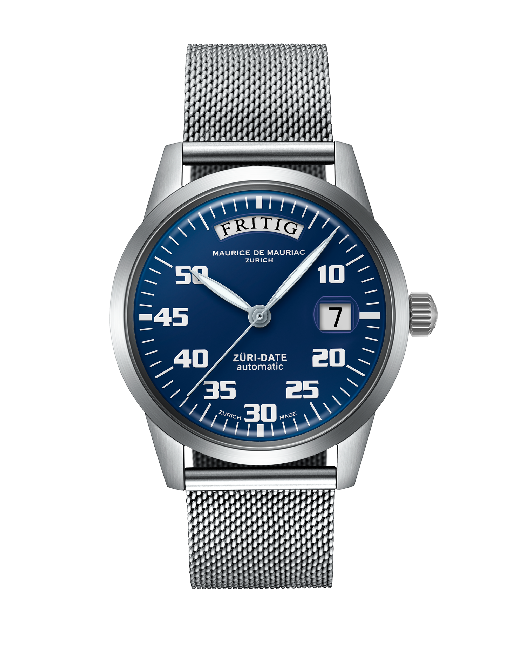 Automatic Modern: „Züri Date“ Blau mit Milanese
