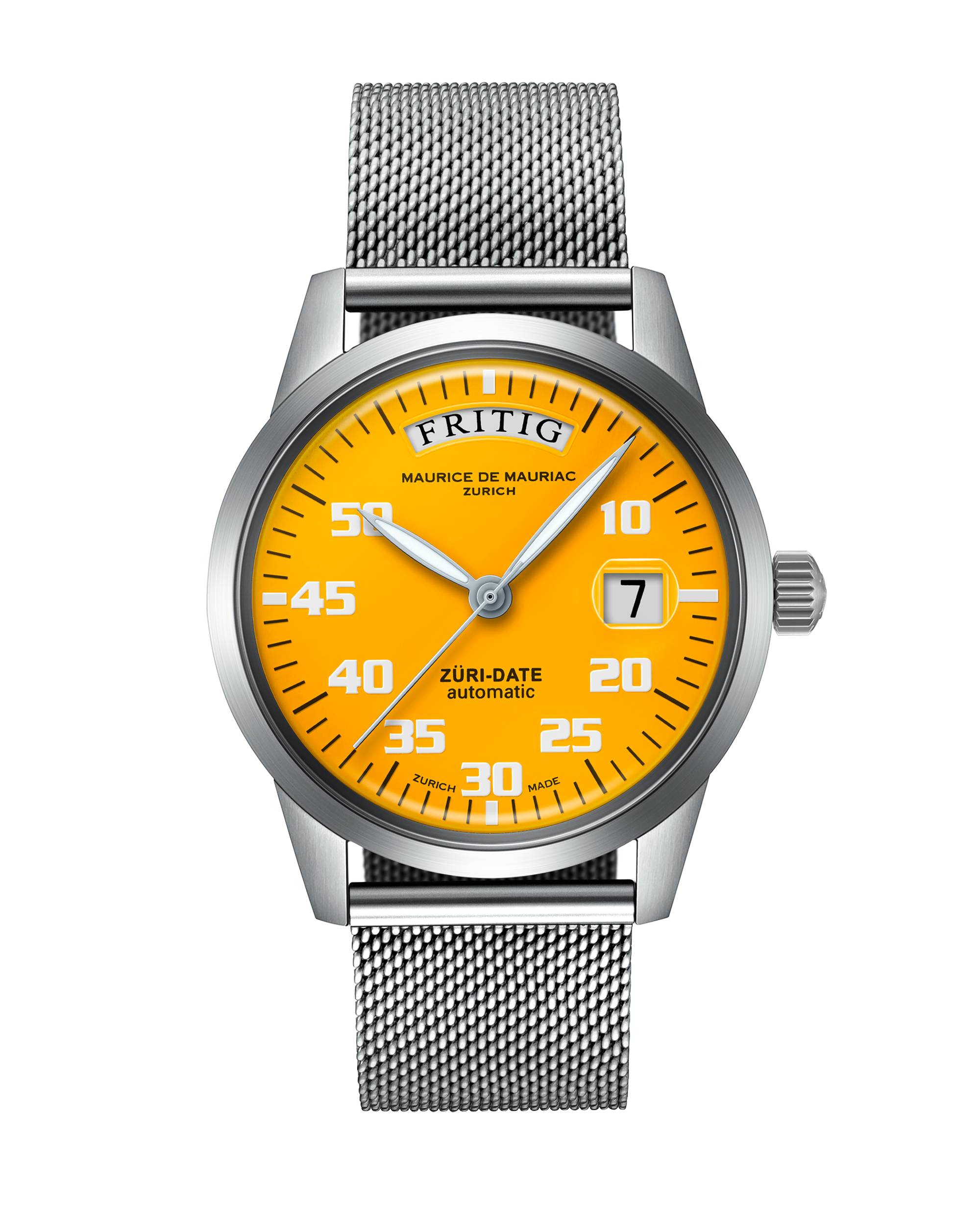 Automatic Modern: „Züri Date“ Gelb mit Milanese