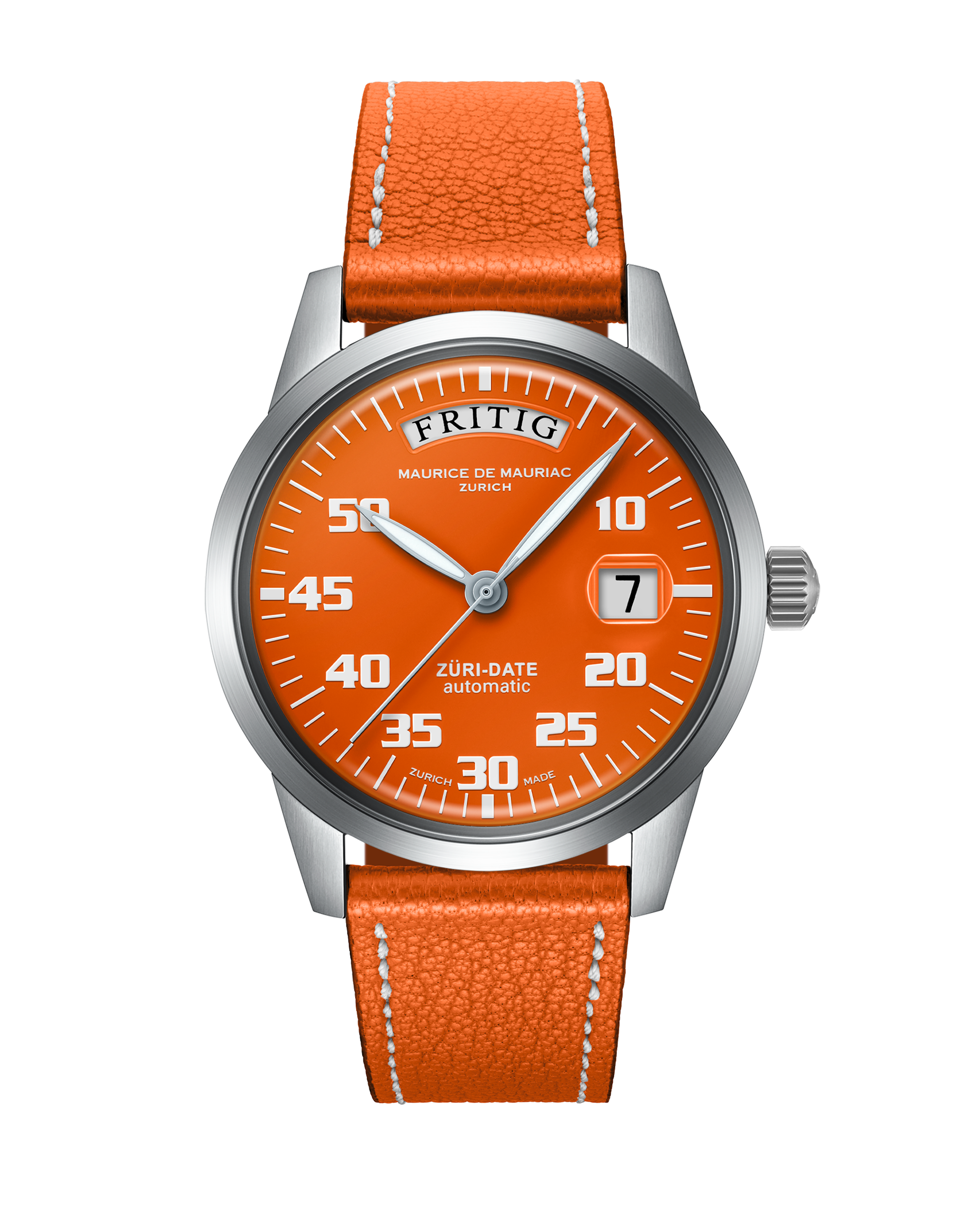 Automatic Modern: „Züri Date“ Orange mit Lederband