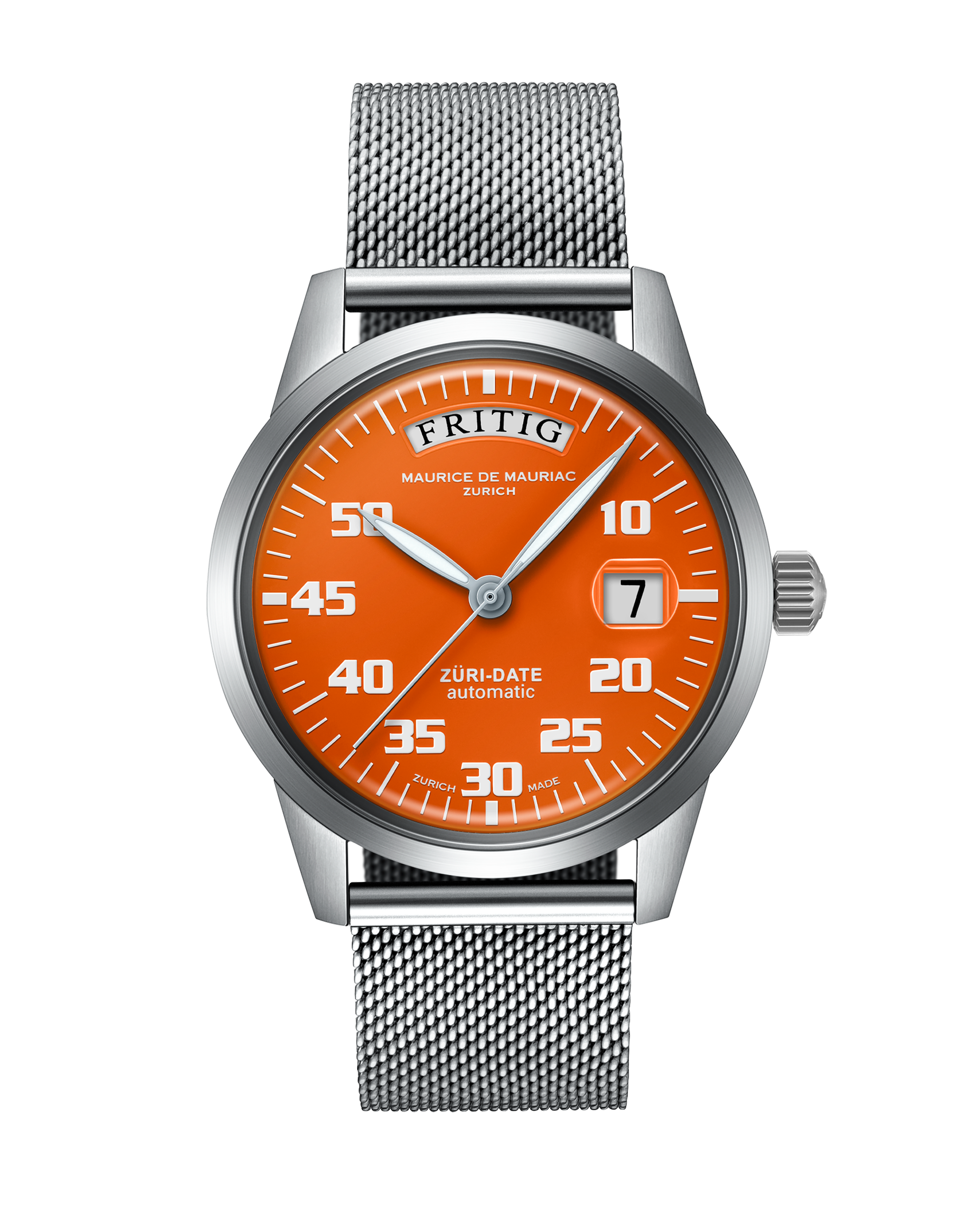 Automatic Modern: „Züri Date“ Orange mit Milanese