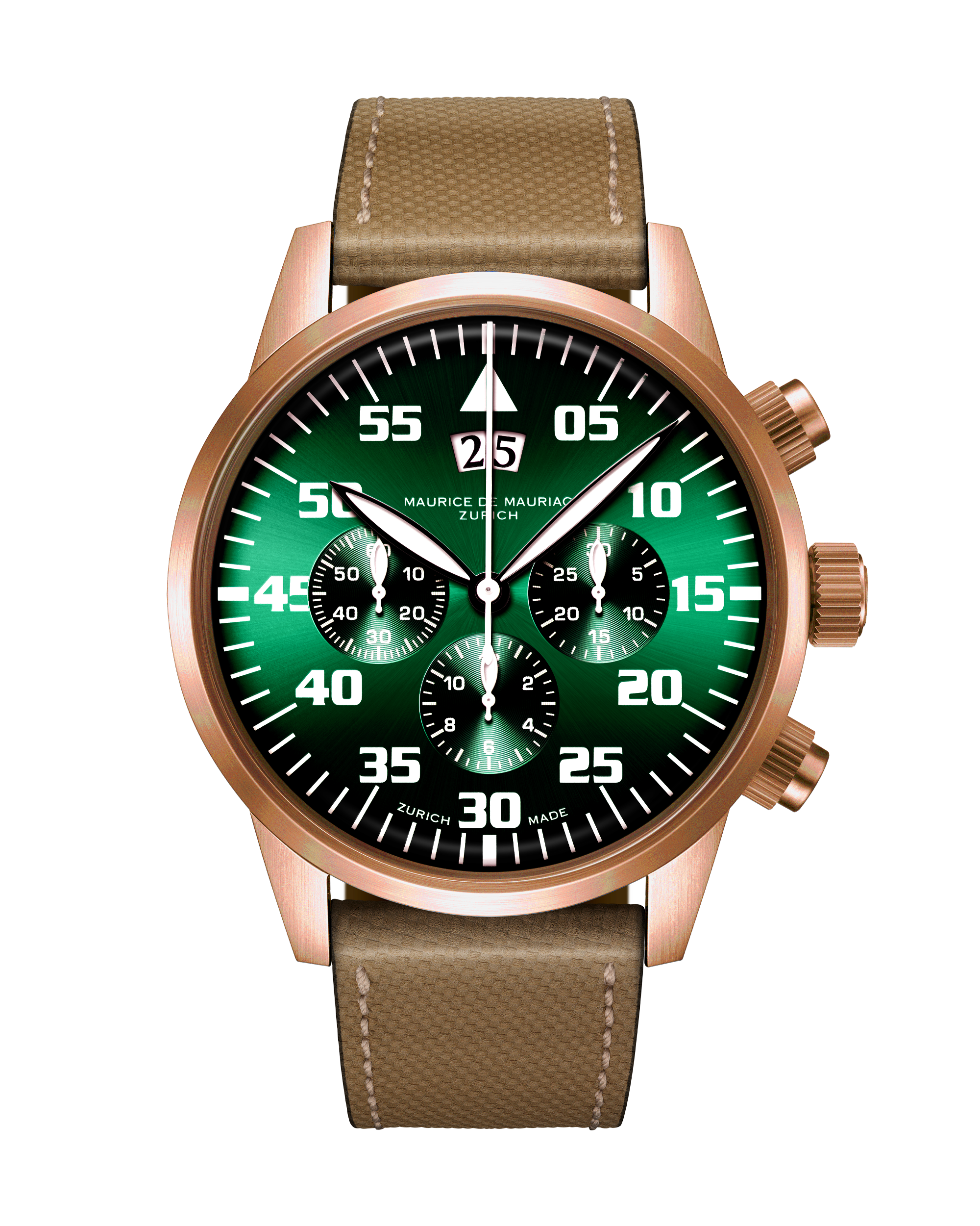 Zürcher Chrono Modern Bronze “Big Date” Smaragd Grün
