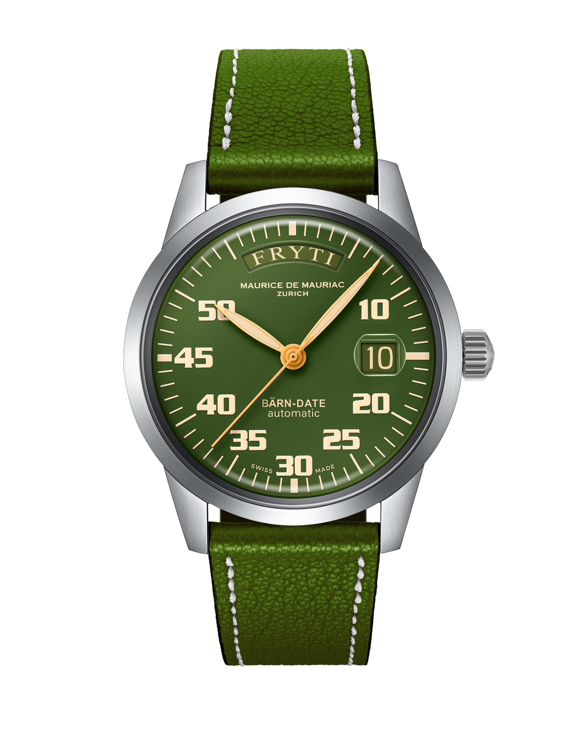 Automatic Modern: „BÄRN-DATE“ Grün mit Lederband
