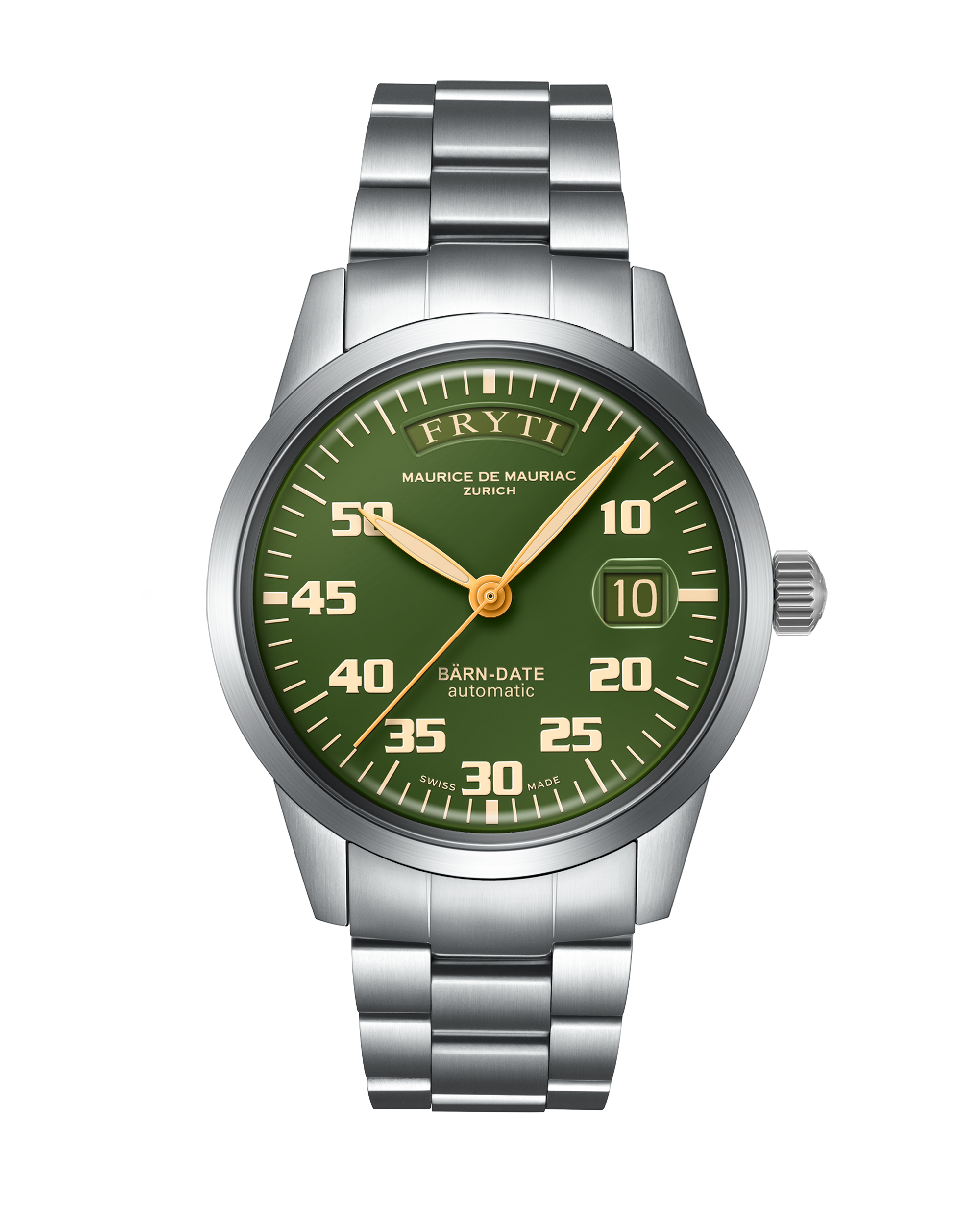 Automatic Modern: „BÄRN-DATE“ Grün Full Steel