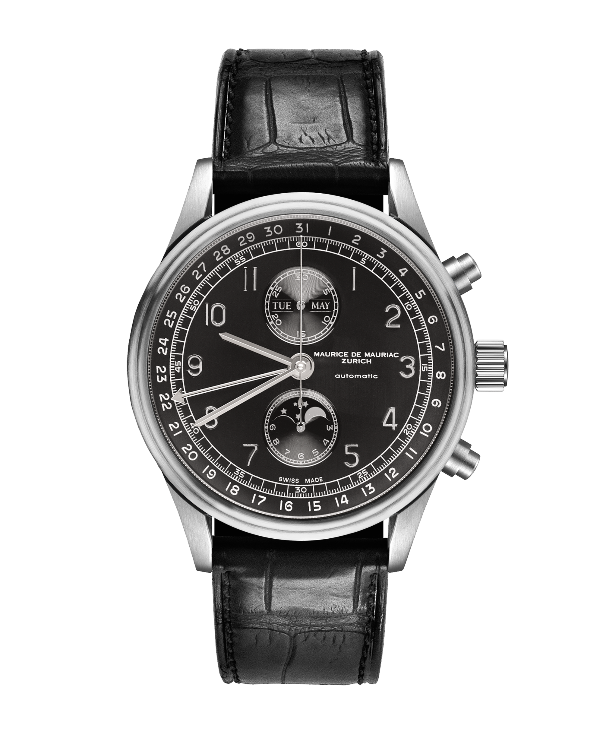 Chrono Classic Moon Stahl Schwarz Satiniert