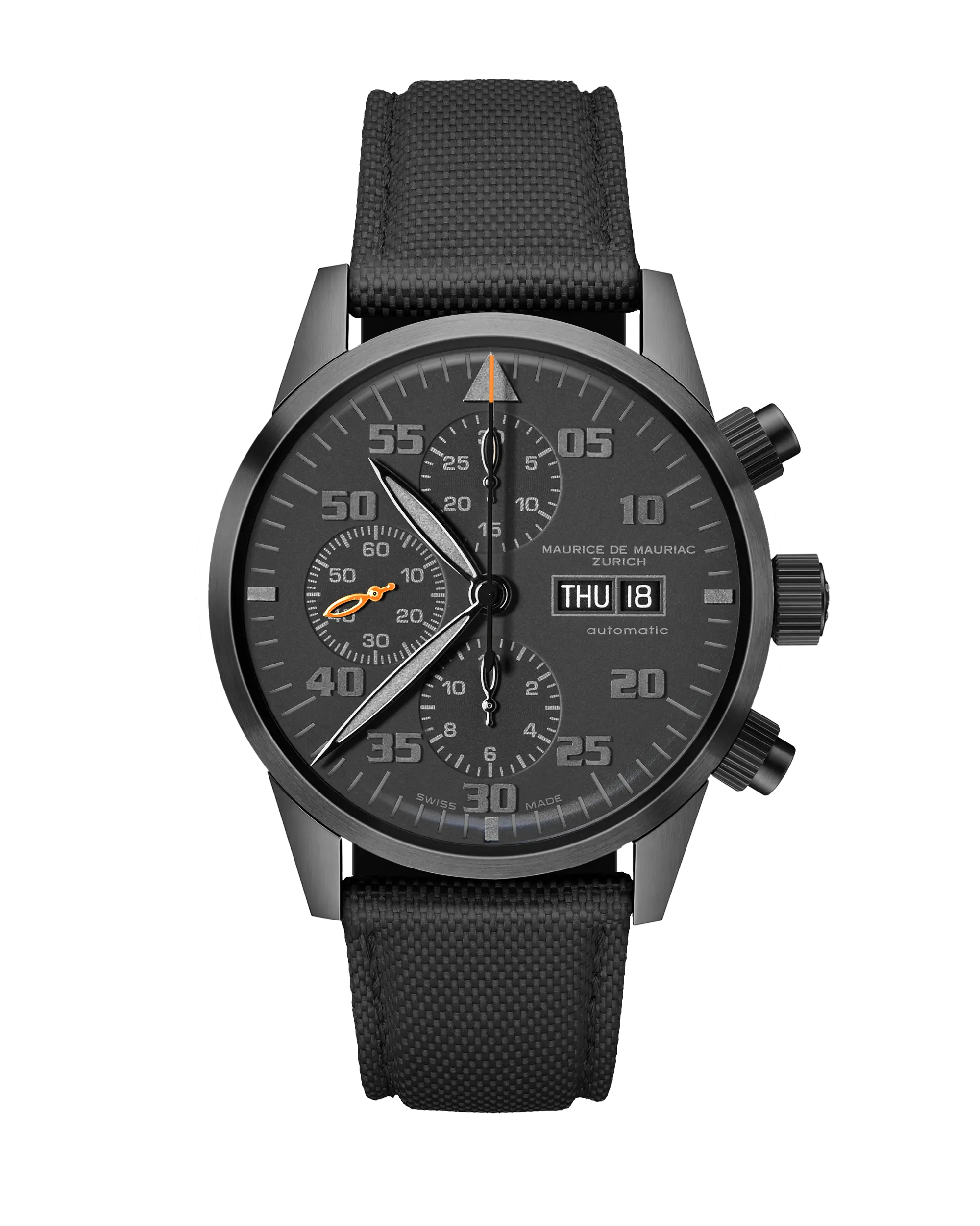 Zürcher Chrono Modern DLC Schwarz | Oranger Zeiger