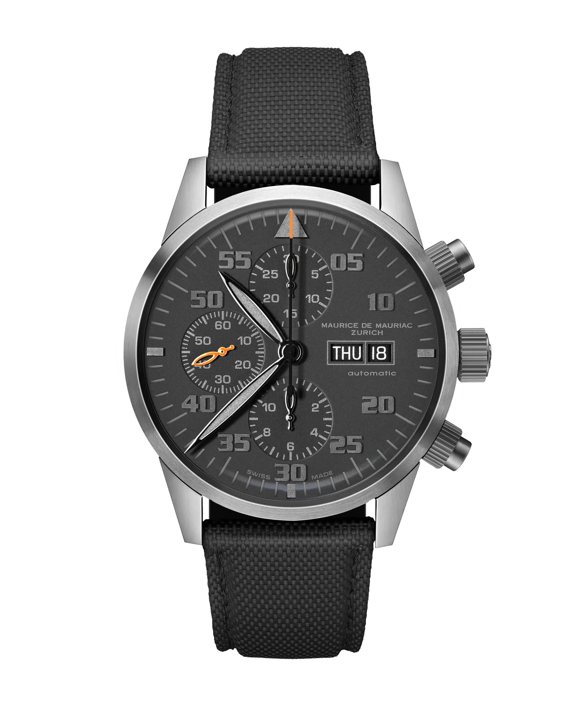 Zürcher Chrono Modern Titan Schwarz | Oranger Zeiger